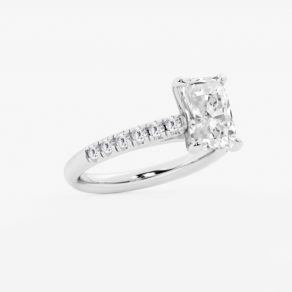 Additional Image 1 for  2 7/8 ctw Radiant Lab Grown Diamond French Pave Engagement Ring