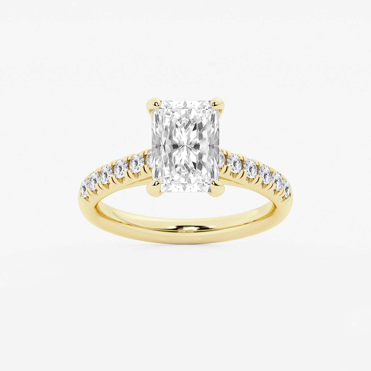 2 7/8 ctw Radiant Lab Grown Diamond French Pave Engagement Ring