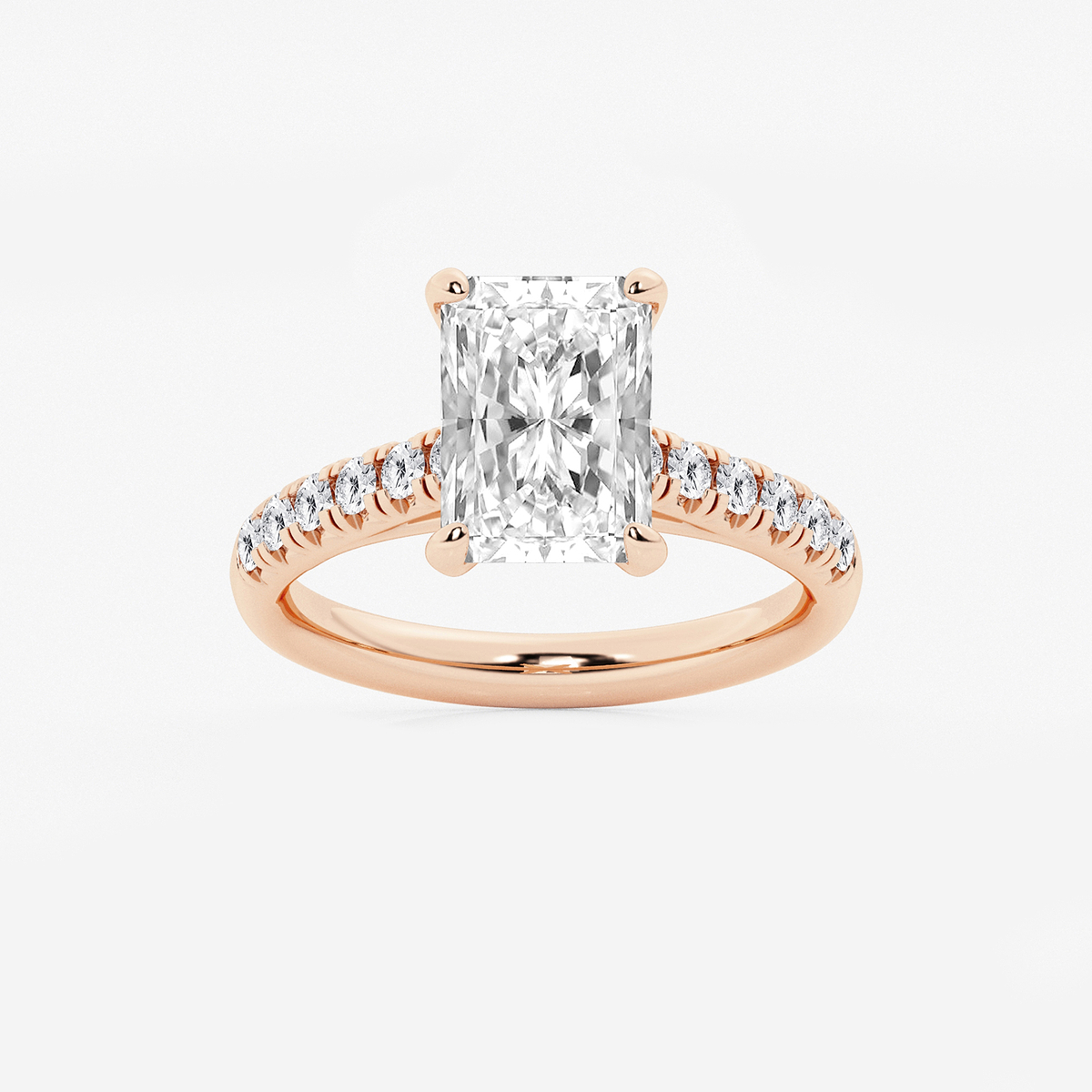 3 2/5 ctw Radiant Lab Grown Diamond French Pave Engagement Ring