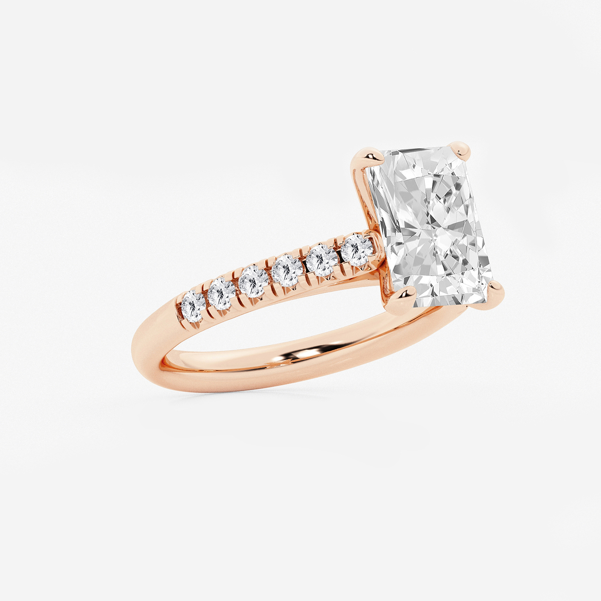 Additional Image 1 for  3 2/5 ctw Radiant Lab Grown Diamond French Pave Engagement Ring