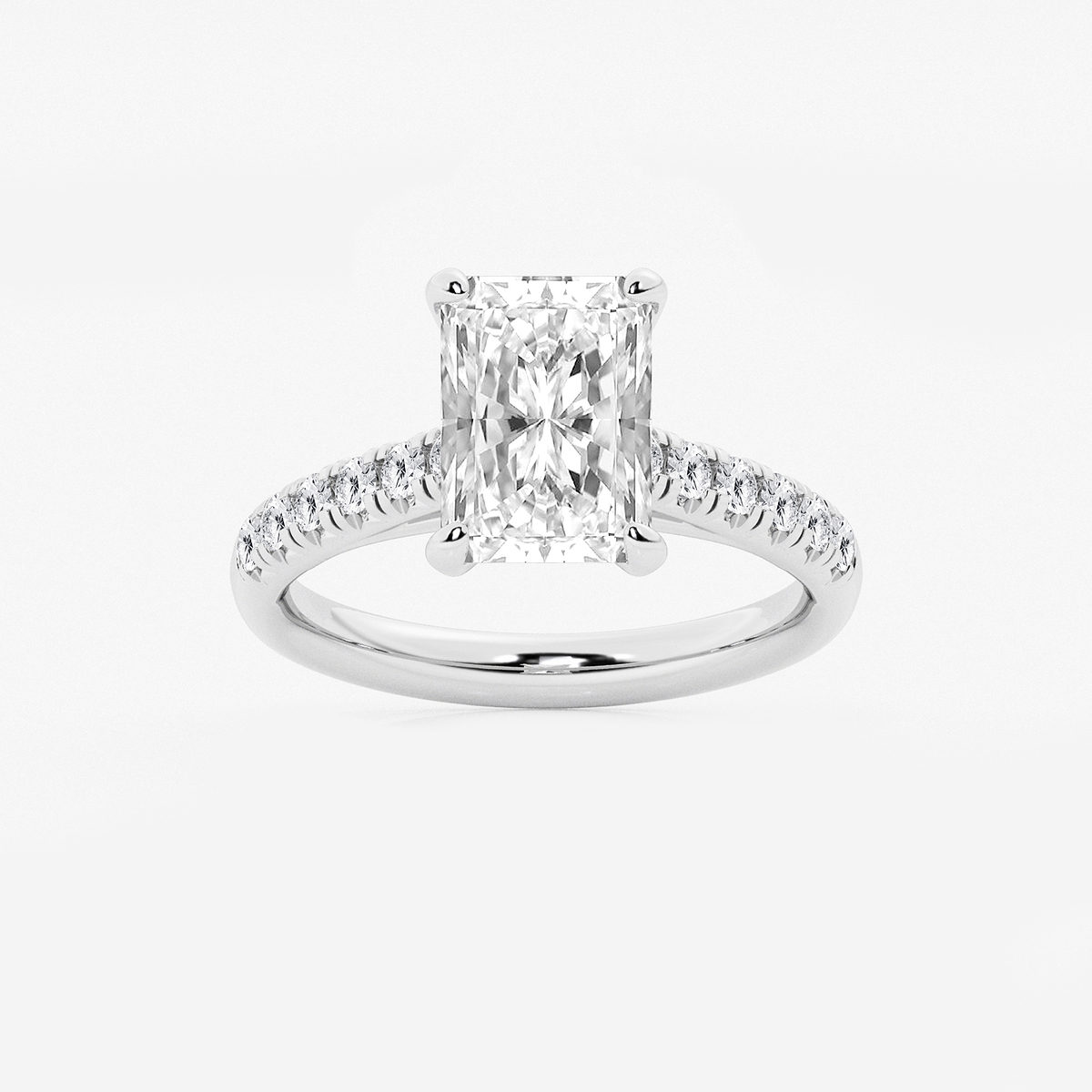 3 2/5 ctw Radiant Lab Grown Diamond French Pave Engagement Ring