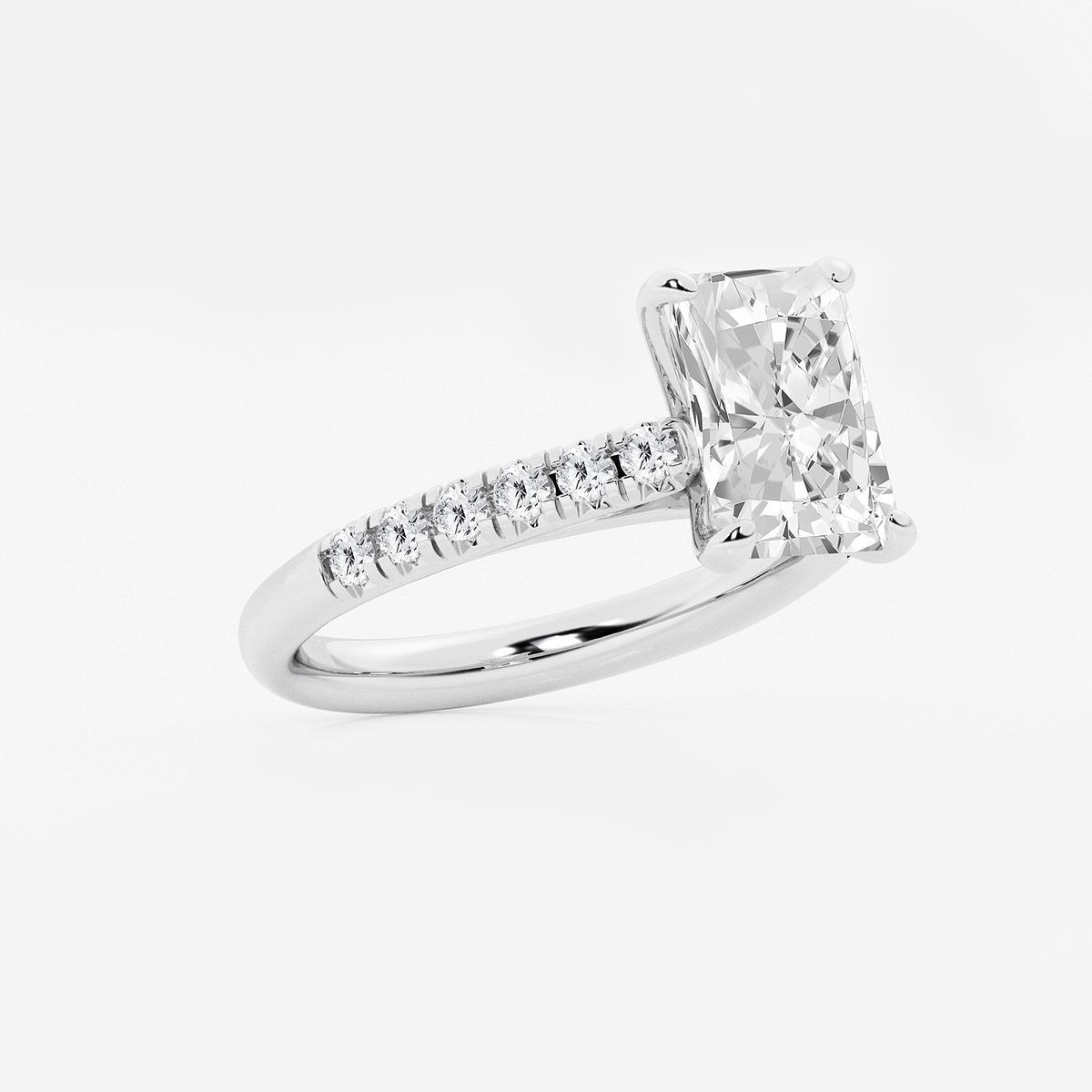 Additional Image 1 for  3 2/5 ctw Radiant Lab Grown Diamond French Pave Engagement Ring