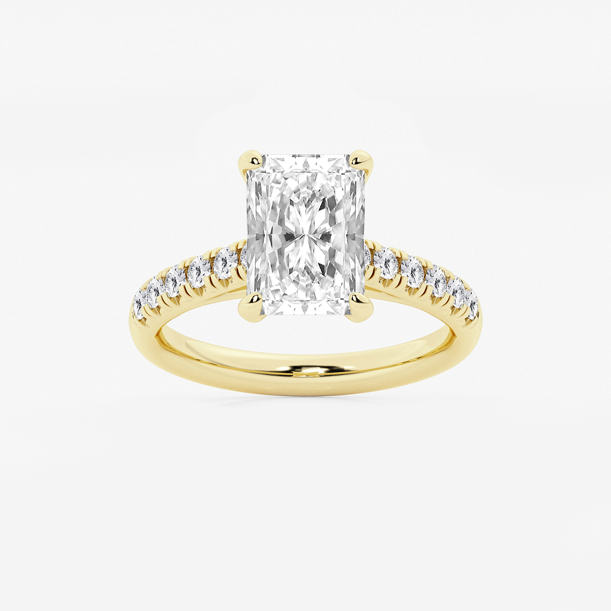 3 2/5 ctw Radiant Lab Grown Diamond French Pave Engagement Ring