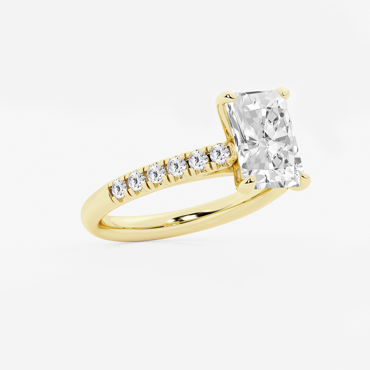 Additional Image 1 for  3 2/5 ctw Radiant Lab Grown Diamond French Pave Engagement Ring