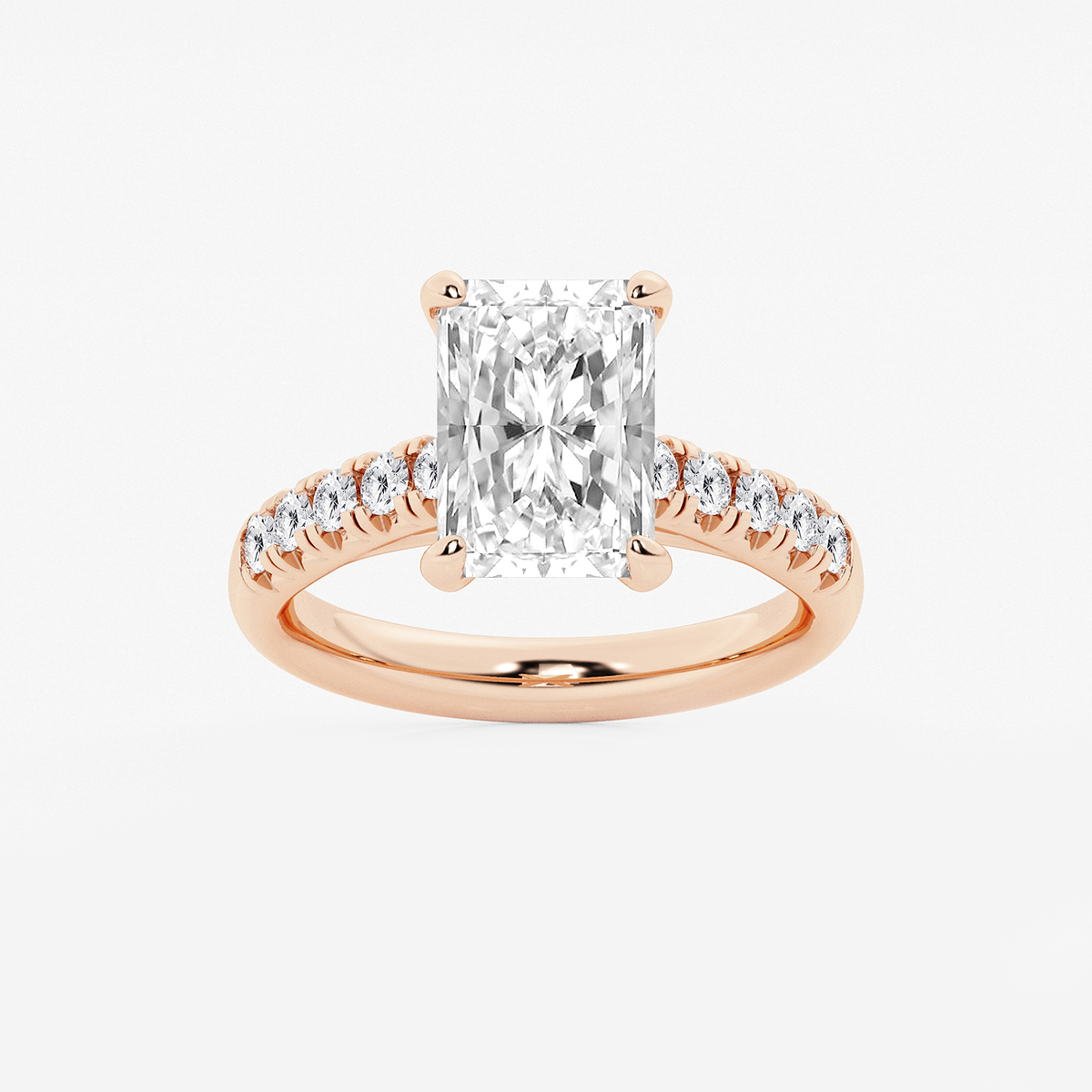 3 7/8 ctw Radiant Lab Grown Diamond French Pave Engagement Ring