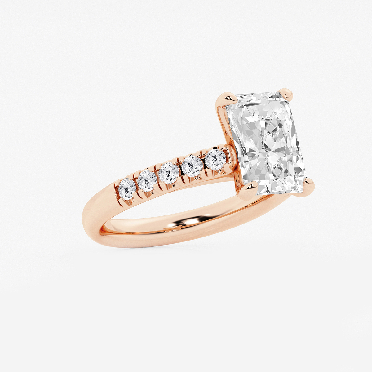 Additional Image 1 for  3 7/8 ctw Radiant Lab Grown Diamond French Pave Engagement Ring