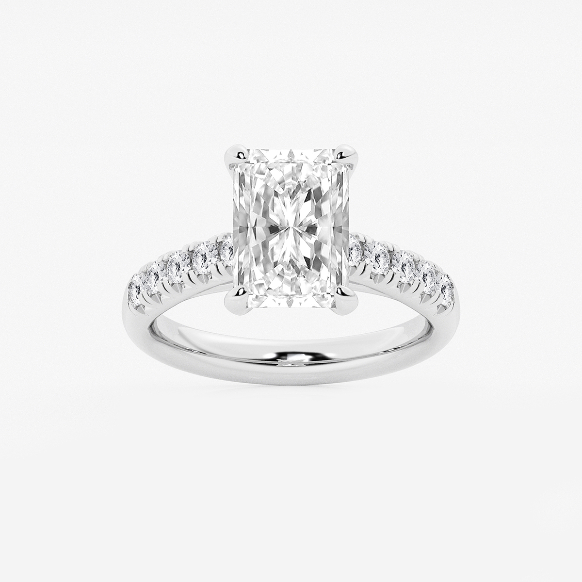 3 7/8 ctw Radiant Lab Grown Diamond French Pave Engagement Ring