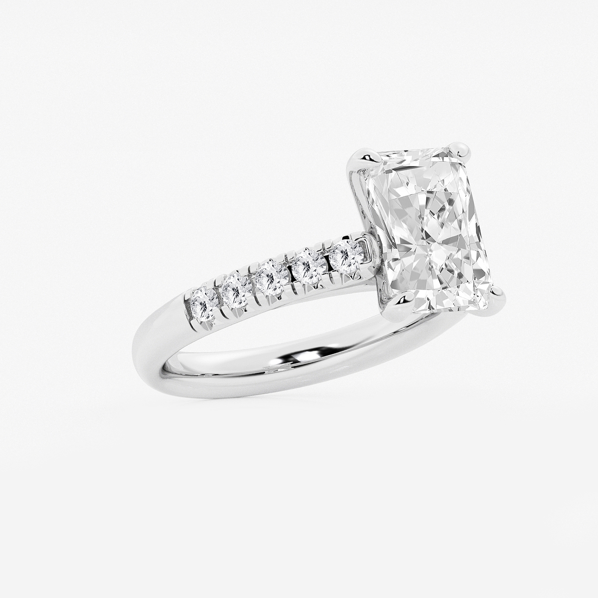 Additional Image 1 for  3 7/8 ctw Radiant Lab Grown Diamond French Pave Engagement Ring