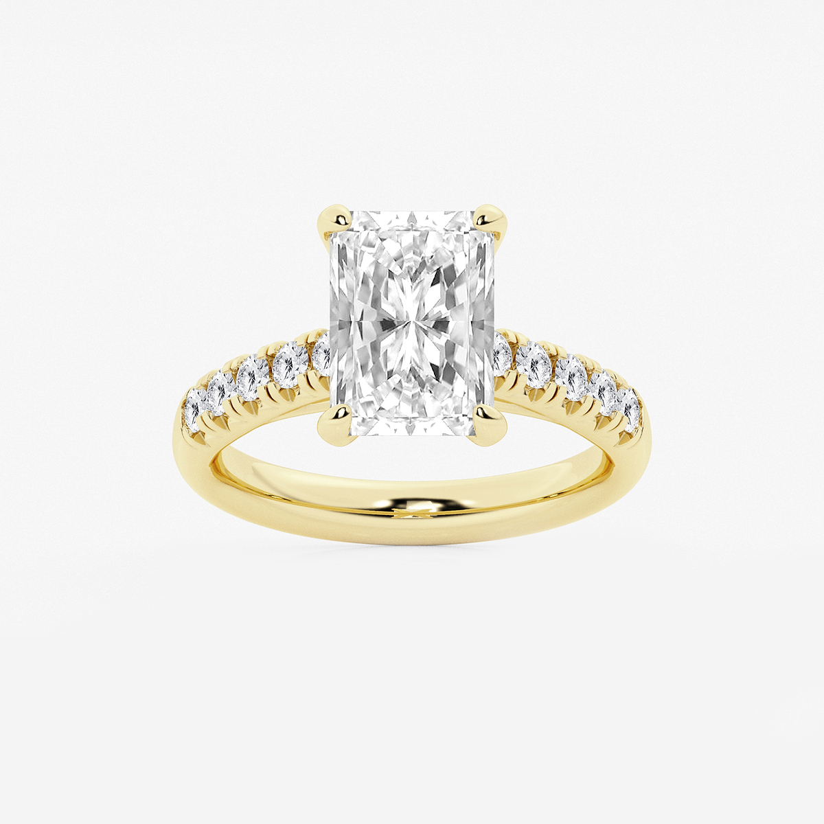 3 7/8 ctw Radiant Lab Grown Diamond French Pave Engagement Ring