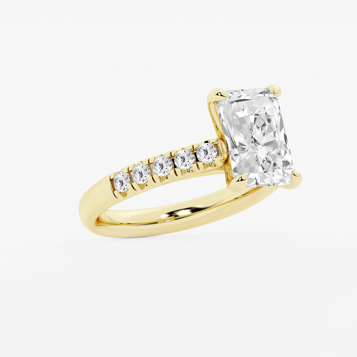 Additional Image 1 for  3 7/8 ctw Radiant Lab Grown Diamond French Pave Engagement Ring