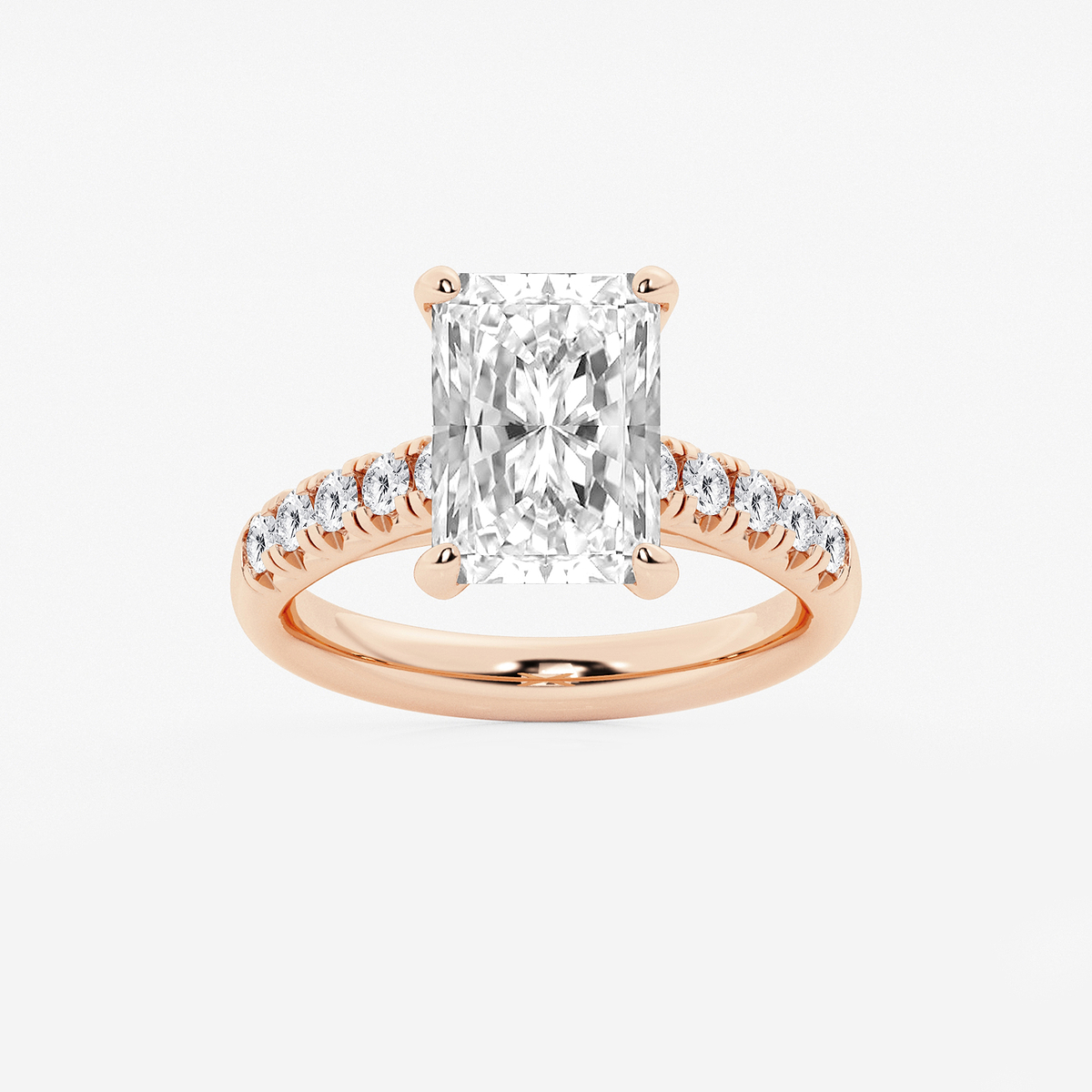 4 2/5 ctw Radiant Lab Grown Diamond French Pave Engagement Ring