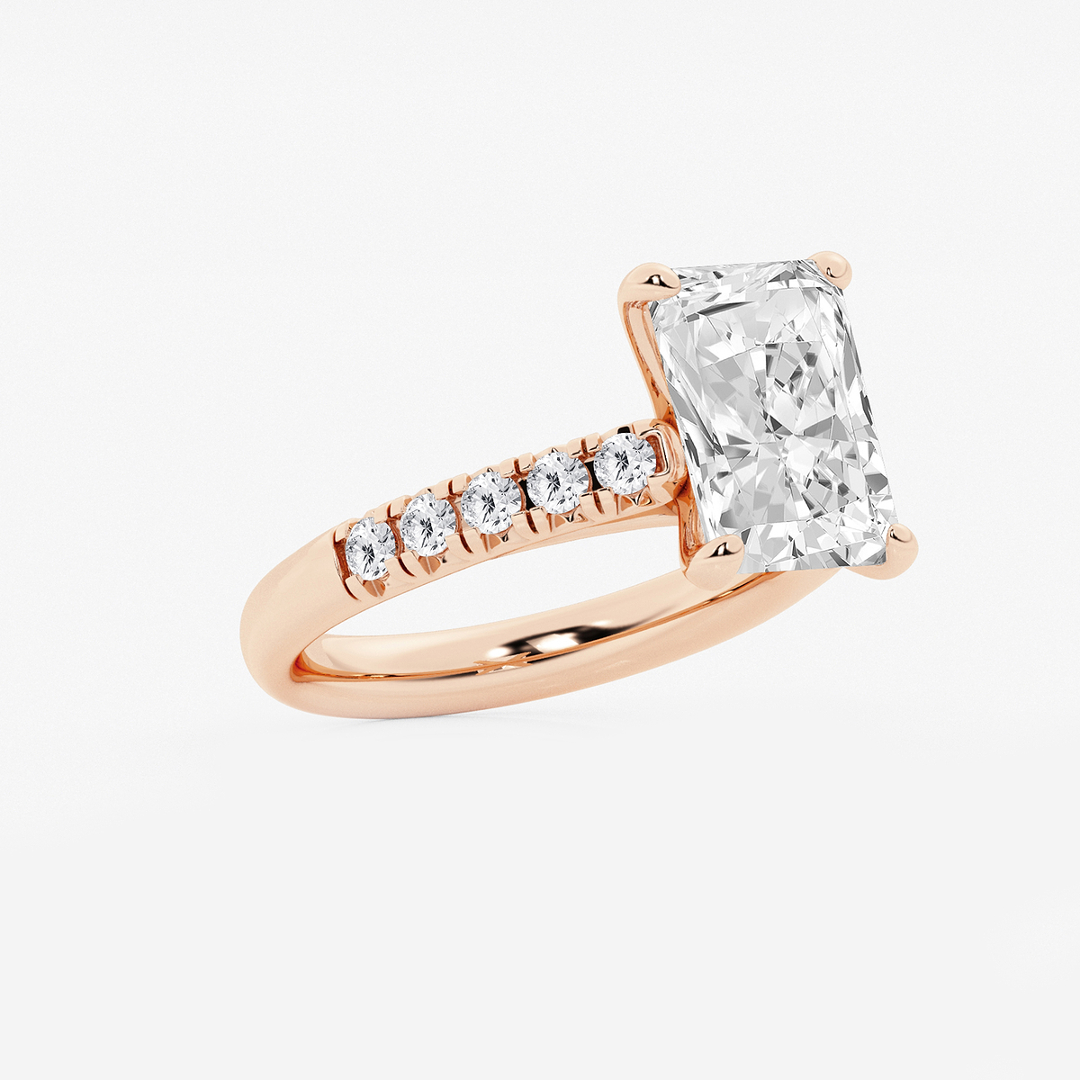 Additional Image 1 for  4 2/5 ctw Radiant Lab Grown Diamond French Pave Engagement Ring