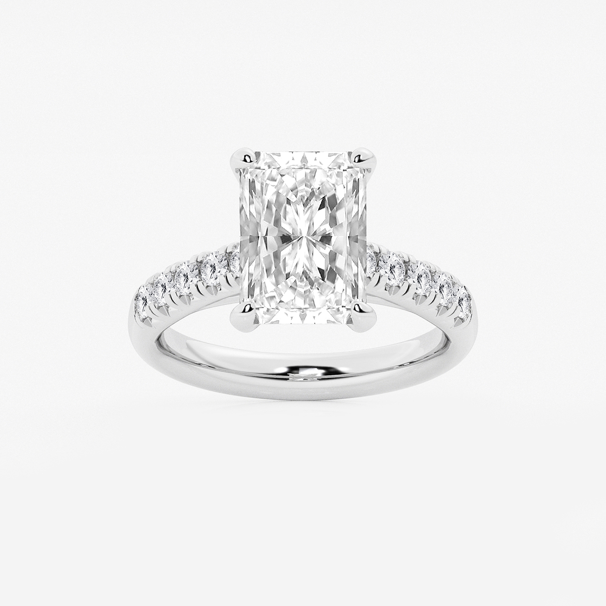 4 2/5 ctw Radiant Lab Grown Diamond French Pave Engagement Ring