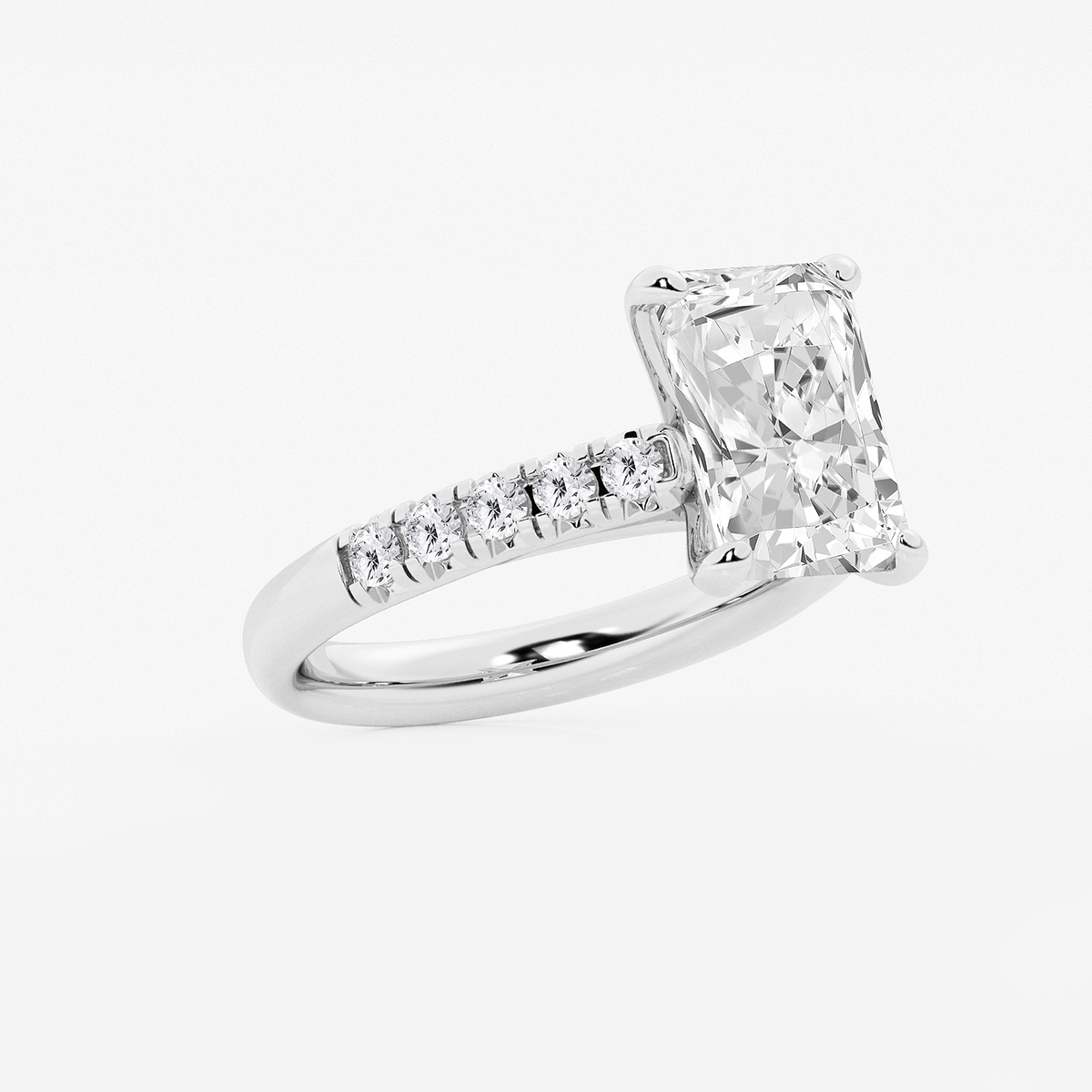 Additional Image 1 for  4 2/5 ctw Radiant Lab Grown Diamond French Pave Engagement Ring