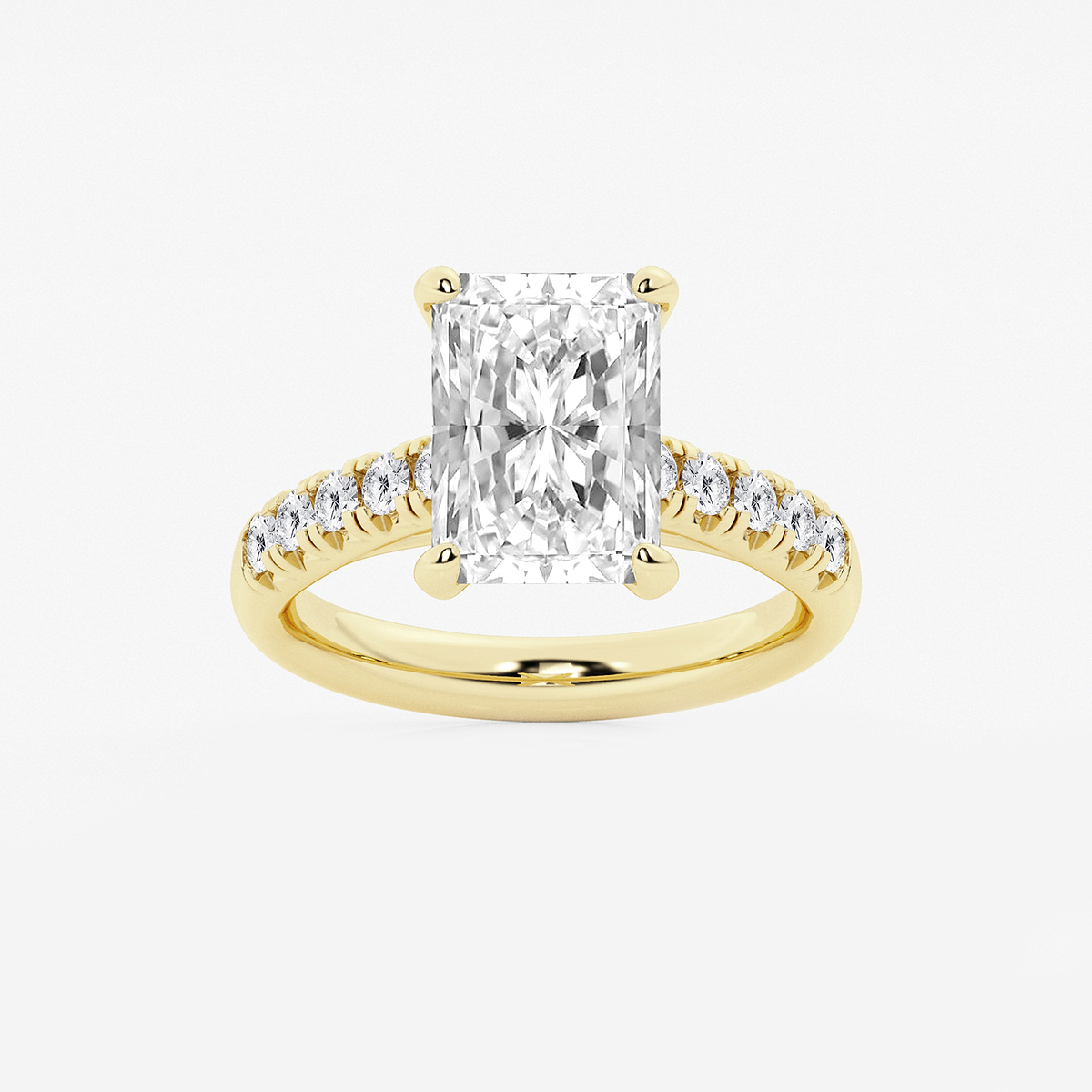 4 2/5 ctw Radiant Lab Grown Diamond French Pave Engagement Ring