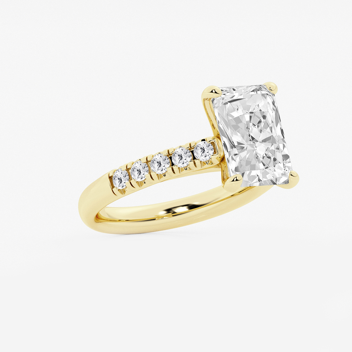 Additional Image 1 for  4 2/5 ctw Radiant Lab Grown Diamond French Pave Engagement Ring