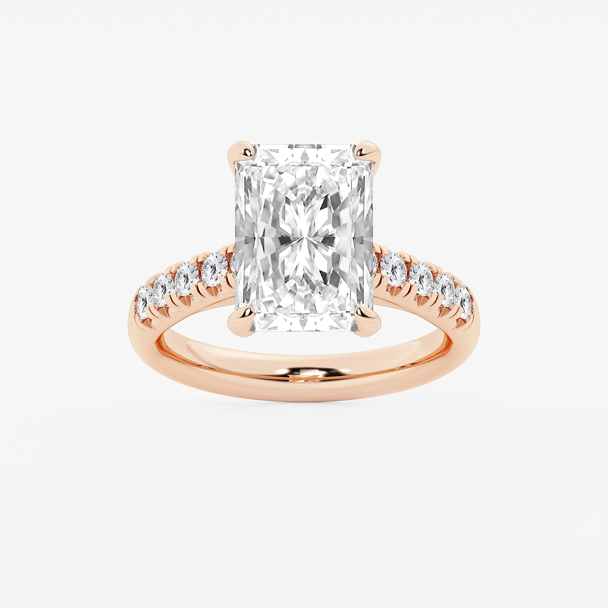 5 2/5 ctw Radiant Lab Grown Diamond French Pave Engagement Ring