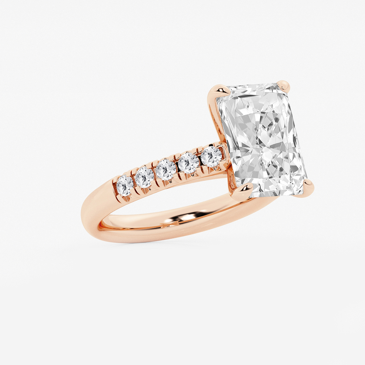 Additional Image 1 for  5 2/5 ctw Radiant Lab Grown Diamond French Pave Engagement Ring