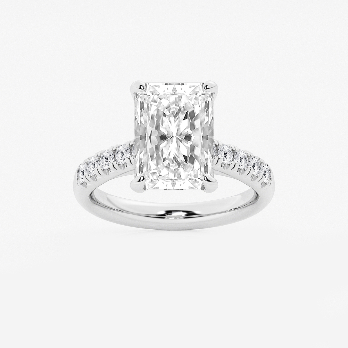 5 2/5 ctw Radiant Lab Grown Diamond French Pave Engagement Ring