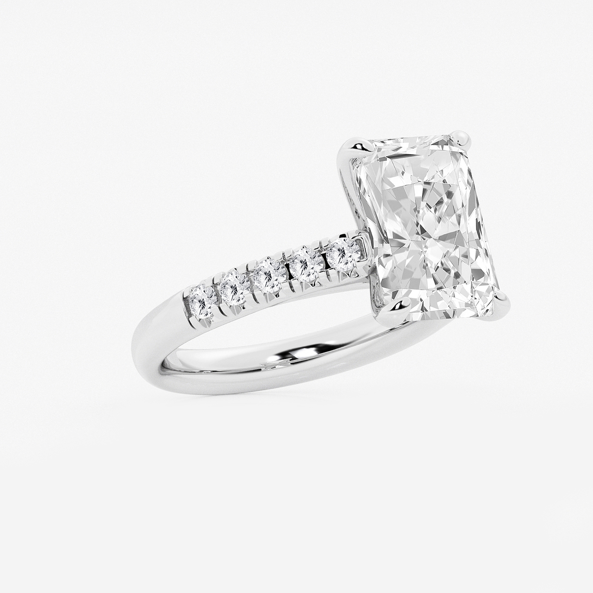 Additional Image 1 for  5 2/5 ctw Radiant Lab Grown Diamond French Pave Engagement Ring