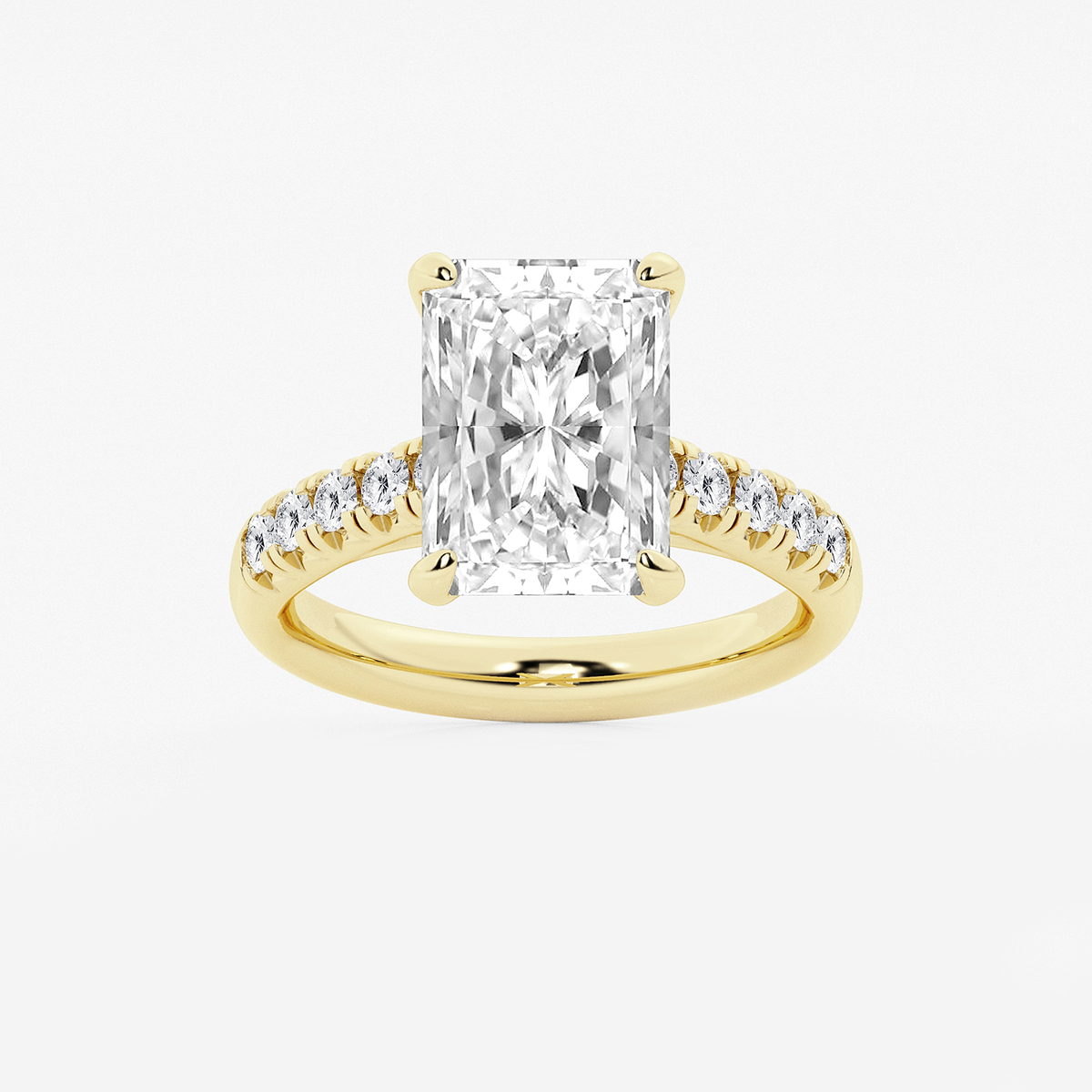 5 2/5 ctw Radiant Lab Grown Diamond French Pave Engagement Ring