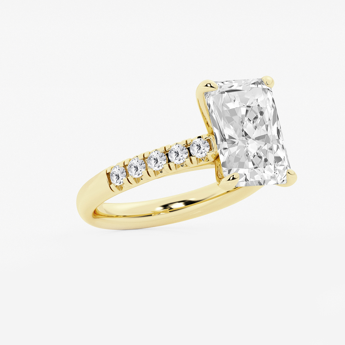 Additional Image 1 for  5 2/5 ctw Radiant Lab Grown Diamond French Pave Engagement Ring