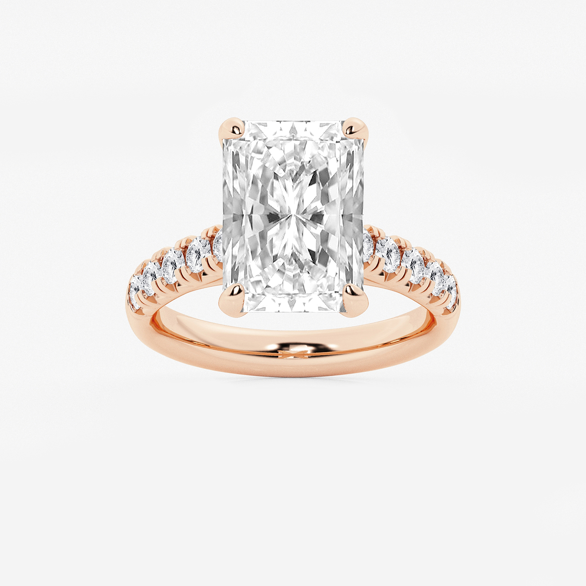 6 1/2 ctw Radiant Lab Grown Diamond French Pave Engagement Ring