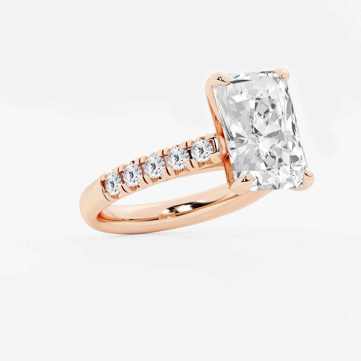 Additional Image 1 for  6 1/2 ctw Radiant Lab Grown Diamond French Pave Engagement Ring