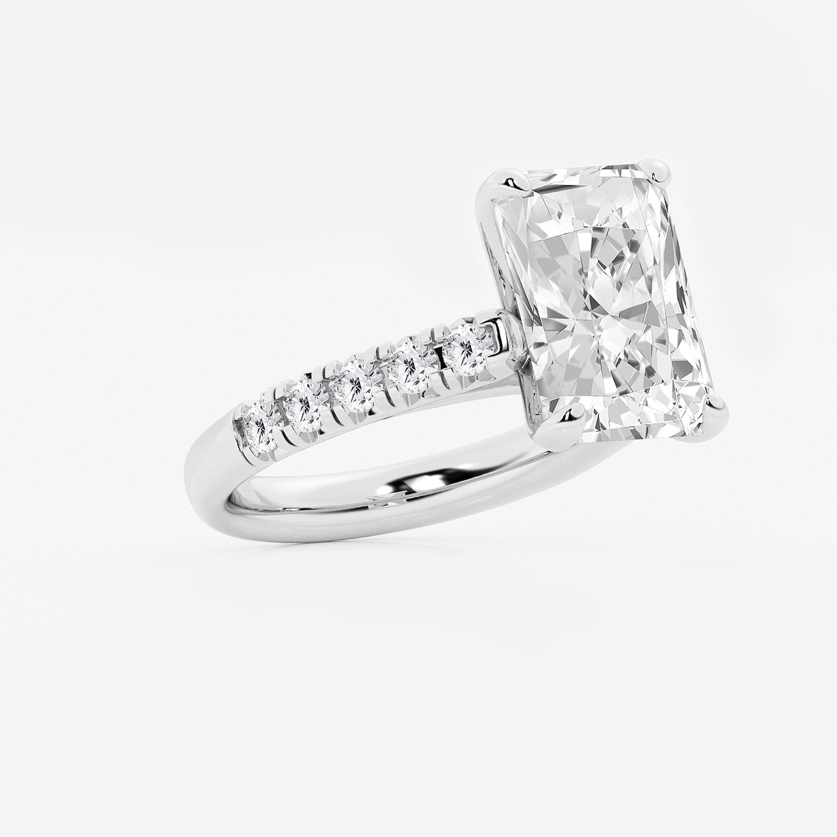 Additional Image 1 for  6 1/2 ctw Radiant Lab Grown Diamond French Pave Engagement Ring