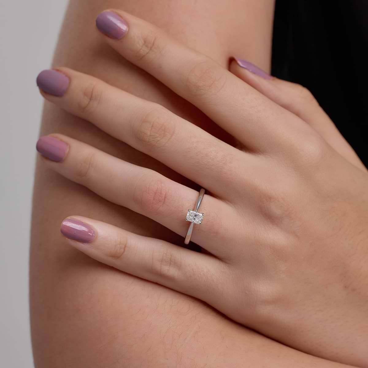 1/2 ctw Radiant Lab Grown Diamond Petite Solitaire Engagement Ring