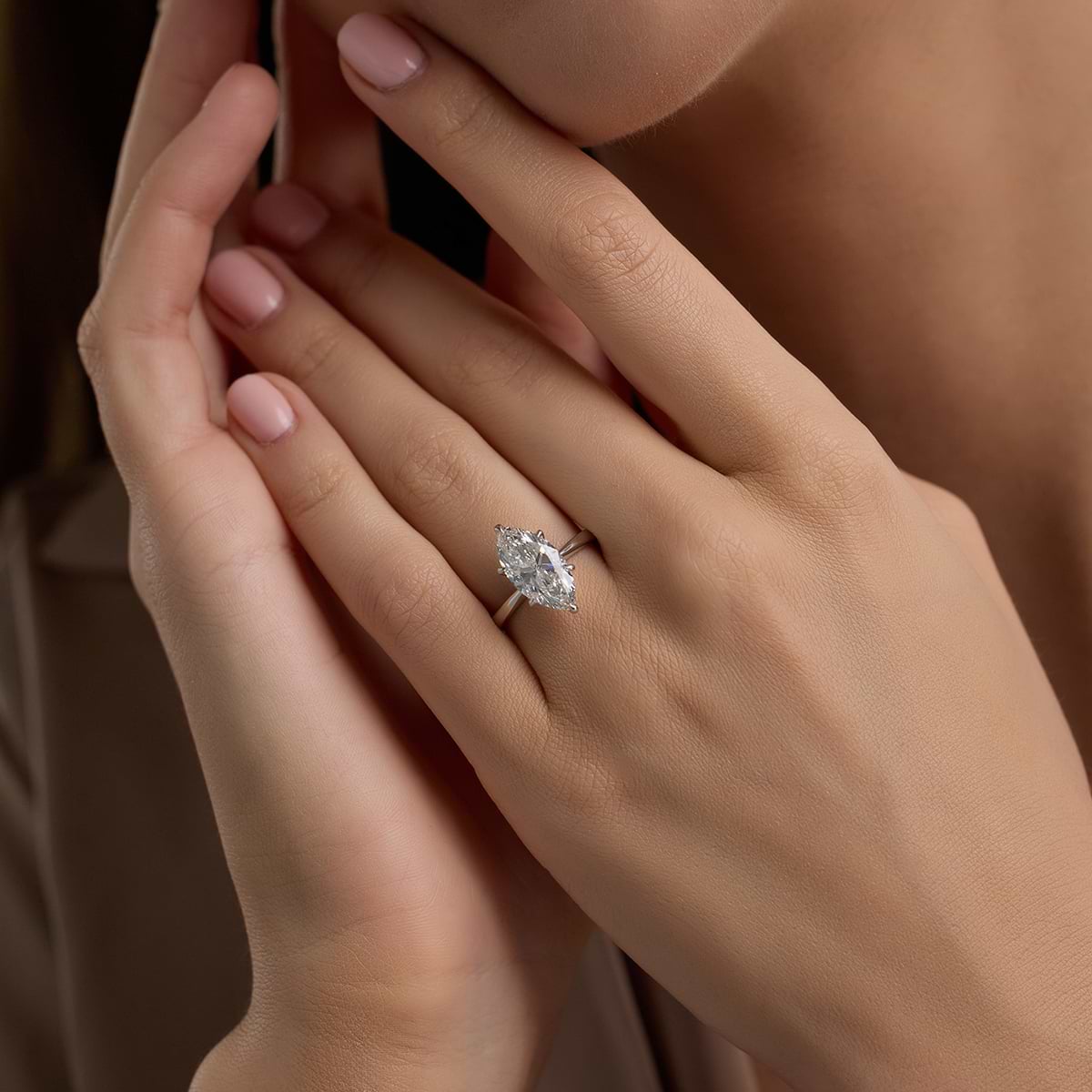 3 ctw Marquise Lab Grown Diamond Petite Solitaire Engagement Ring 14K Yellow Gold, FG, VS2+