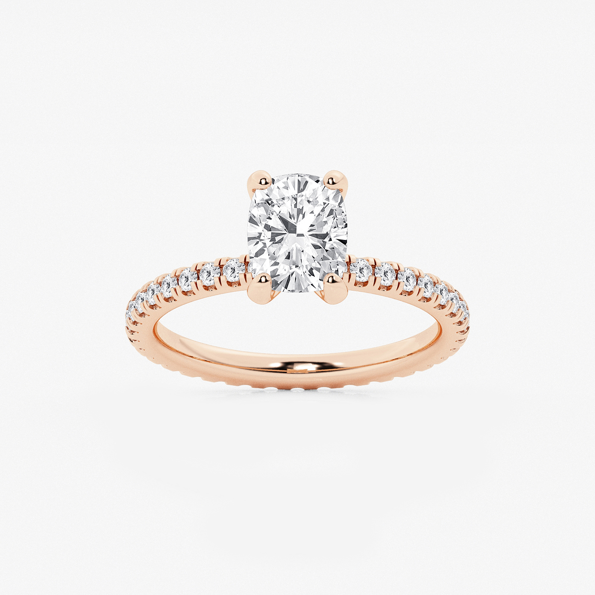2 ctw Elongated Cushion Lab Grown Diamond Eternity Engagement Ring