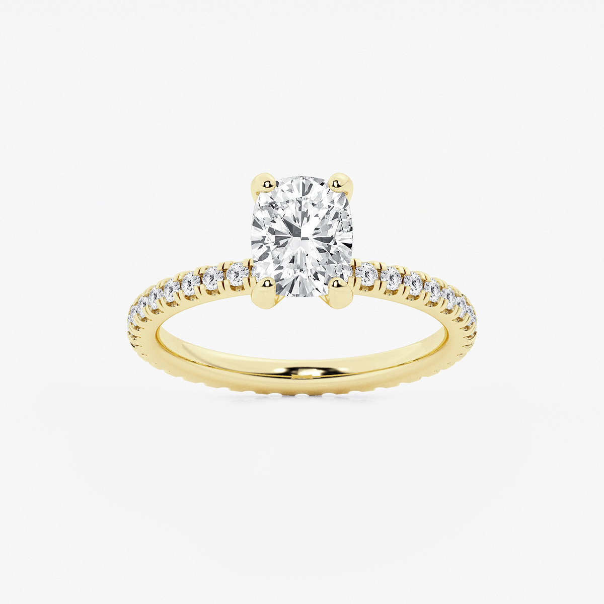 2 ctw Elongated Cushion Lab Grown Diamond Eternity Engagement Ring