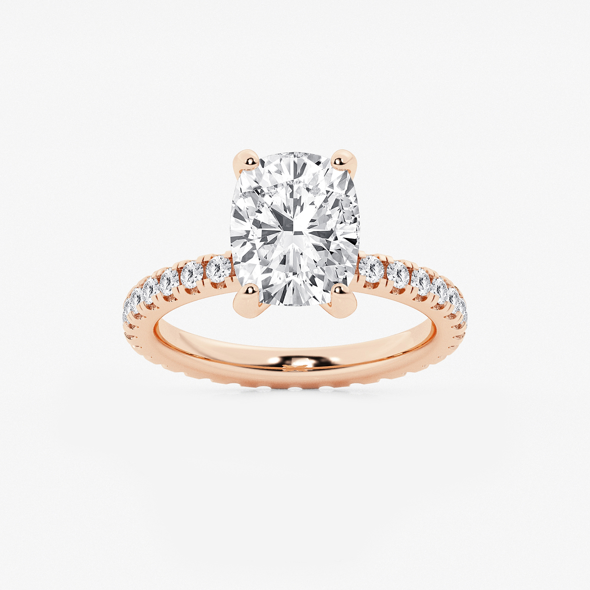 4 1/4 ctw Elongated Cushion Lab Grown Diamond Eternity Engagement Ring