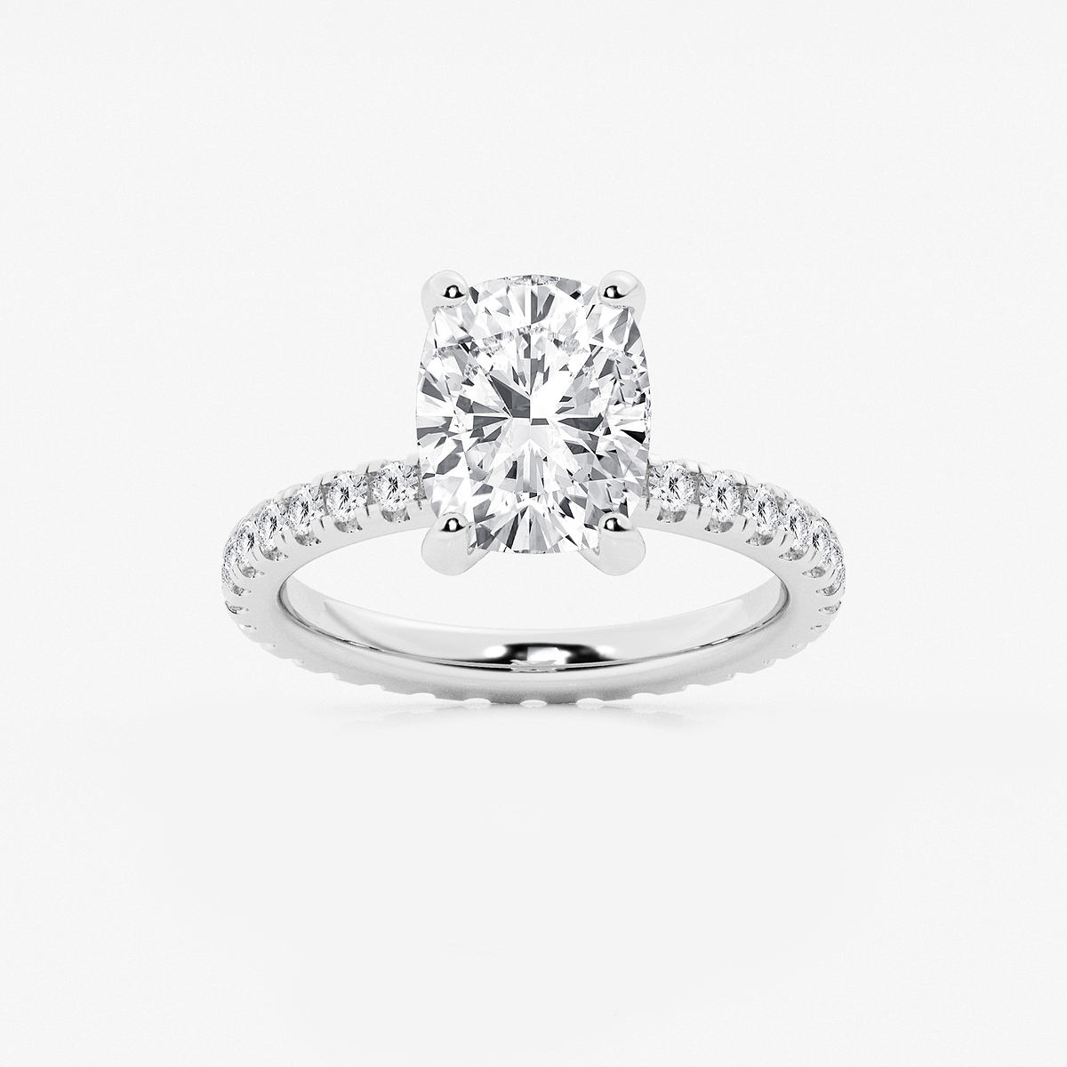 4 1/4 ctw Elongated Cushion Lab Grown Diamond Eternity Engagement Ring