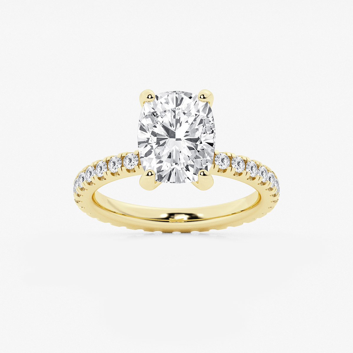 4 1/4 ctw Elongated Cushion Lab Grown Diamond Eternity Engagement Ring