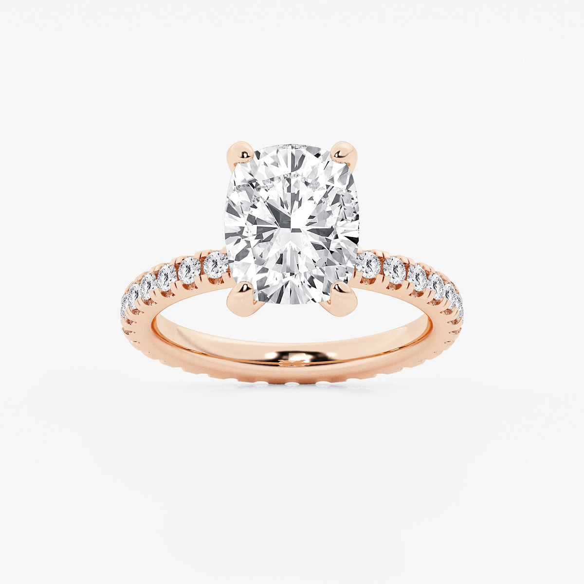 4 3/4 ctw Elongated Cushion Lab Grown Diamond Eternity Engagement Ring