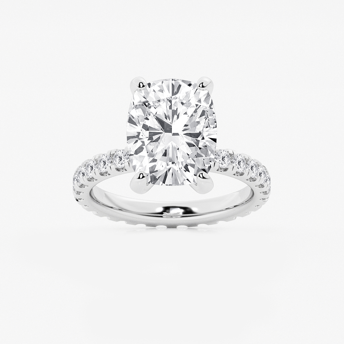 7 ctw Elongated Cushion Lab Grown Diamond Eternity Engagement Ring 14K White Gold, E, VS1