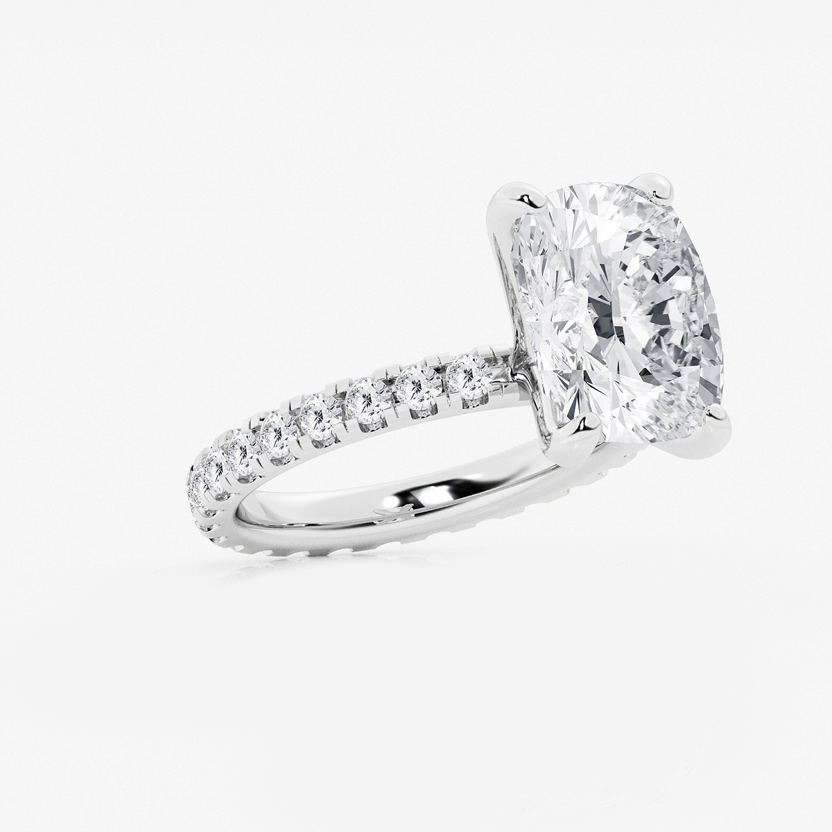7 ctw Elongated Cushion Lab Grown Diamond Eternity Engagement Ring 14K White Gold, E, VS1