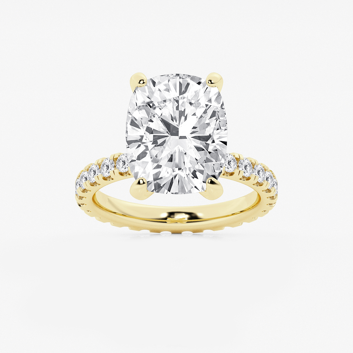 9 ctw Elongated Cushion Lab Grown Diamond Eternity Engagement Ring