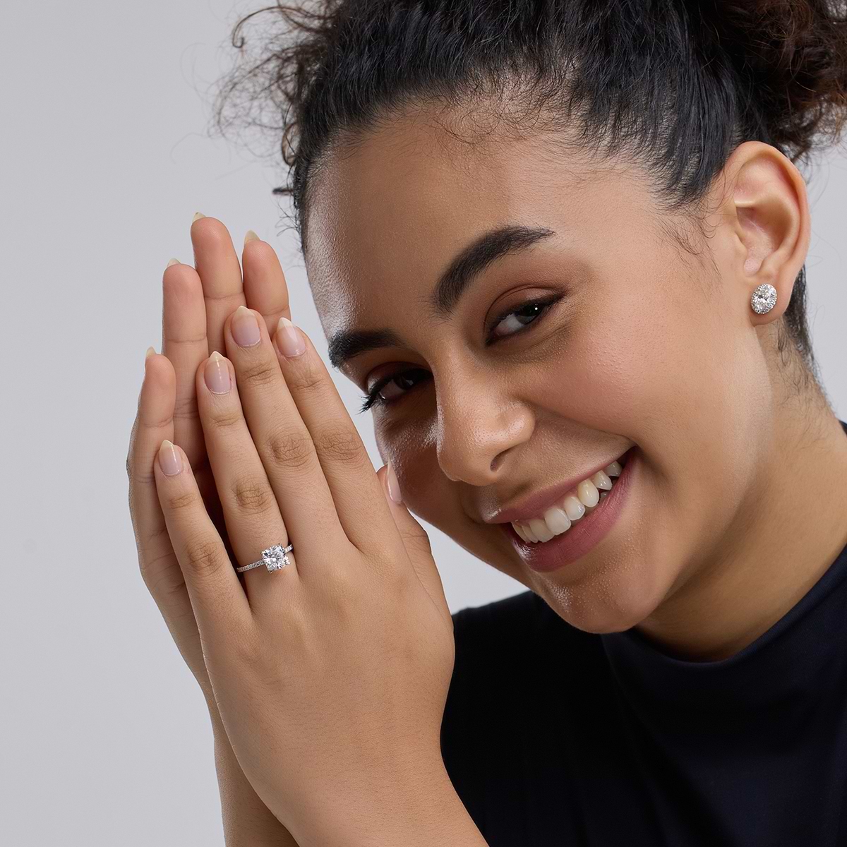 Additional Image 2 for  2 3/4 ctw Cushion Lab Grown Diamond Scalloped classic Pave Solitaire Engagement Ring with Side Accents