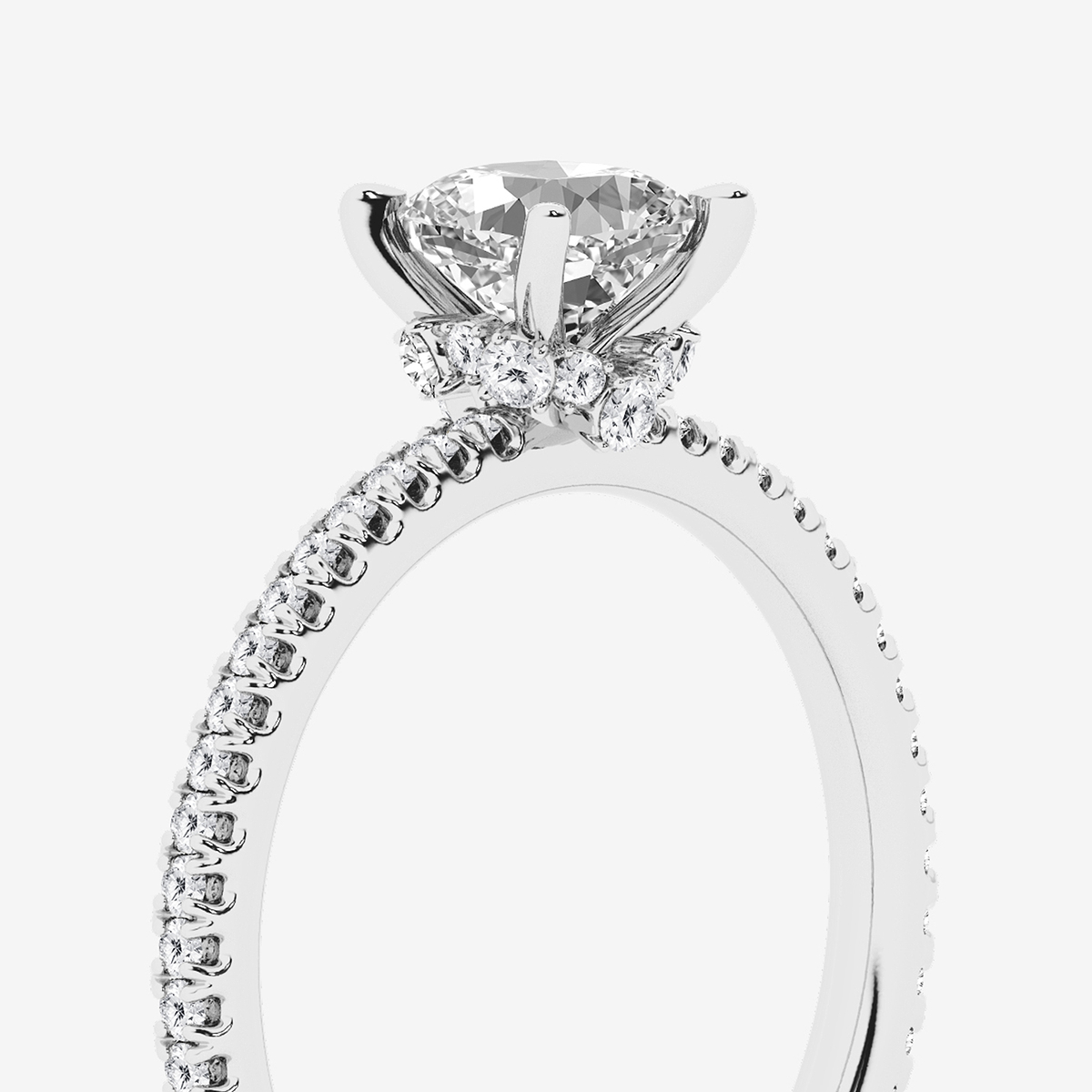 Additional Image 2 for  1 1/3 ctw Cushion Lab Grown Diamond Draping Hidden Halo Engagement Ring