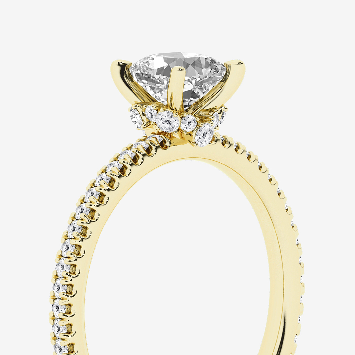 Additional Image 2 for  1 1/3 ctw Cushion Lab Grown Diamond Draping Hidden Halo Engagement Ring