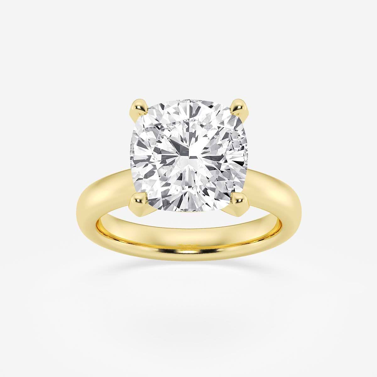 6 ctw Cushion Lab Grown Diamond Classic Solitaire Engagement Ring 14K Yellow Gold, D, VVS