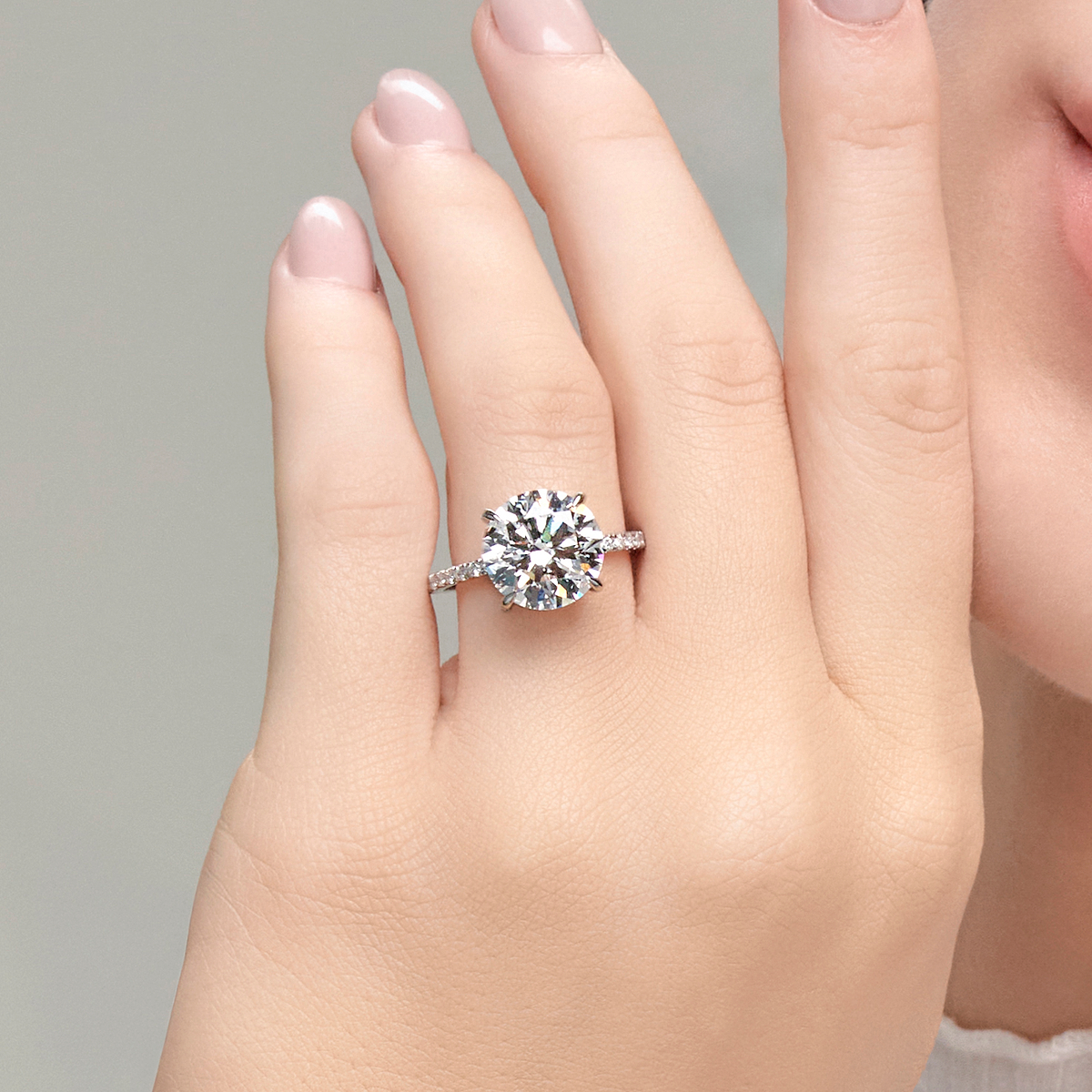 5 2/5 ctw Round Lab Grown Diamond Hidden Halo Engagement Ring