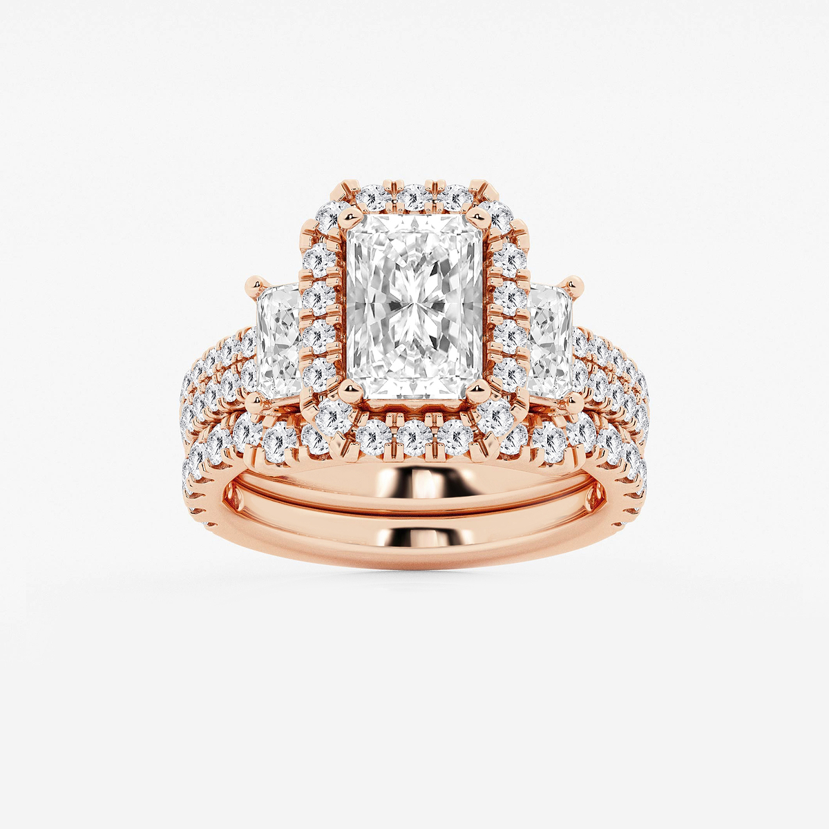 4 1/3 ctw Radiant Lab Grown Diamond Bridal Set