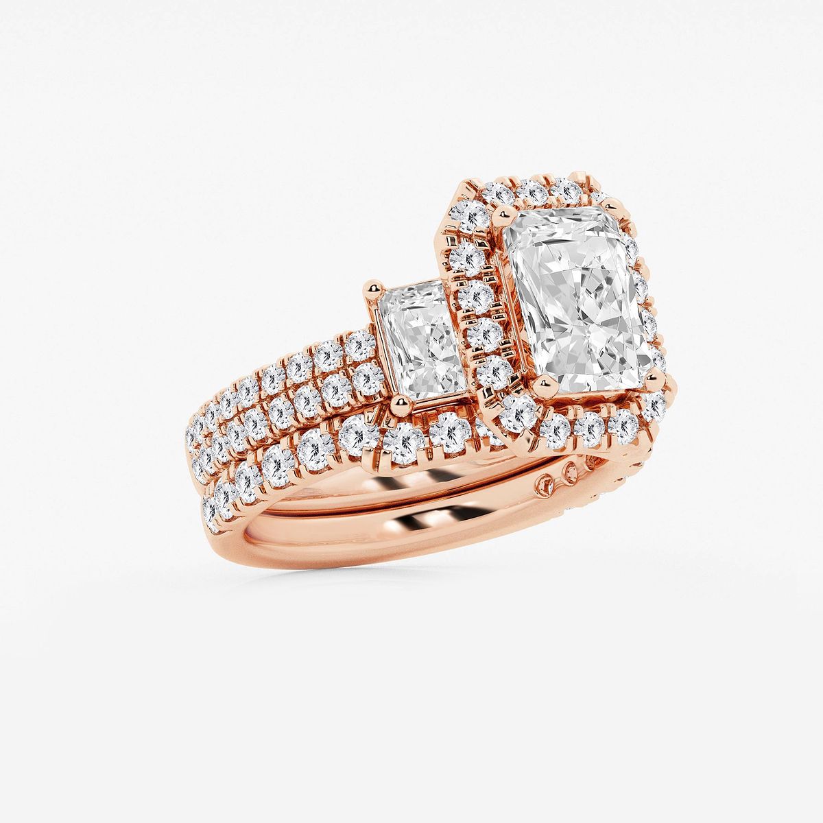 Additional Image 1 for  4 1/3 ctw Radiant Lab Grown Diamond Bridal Set