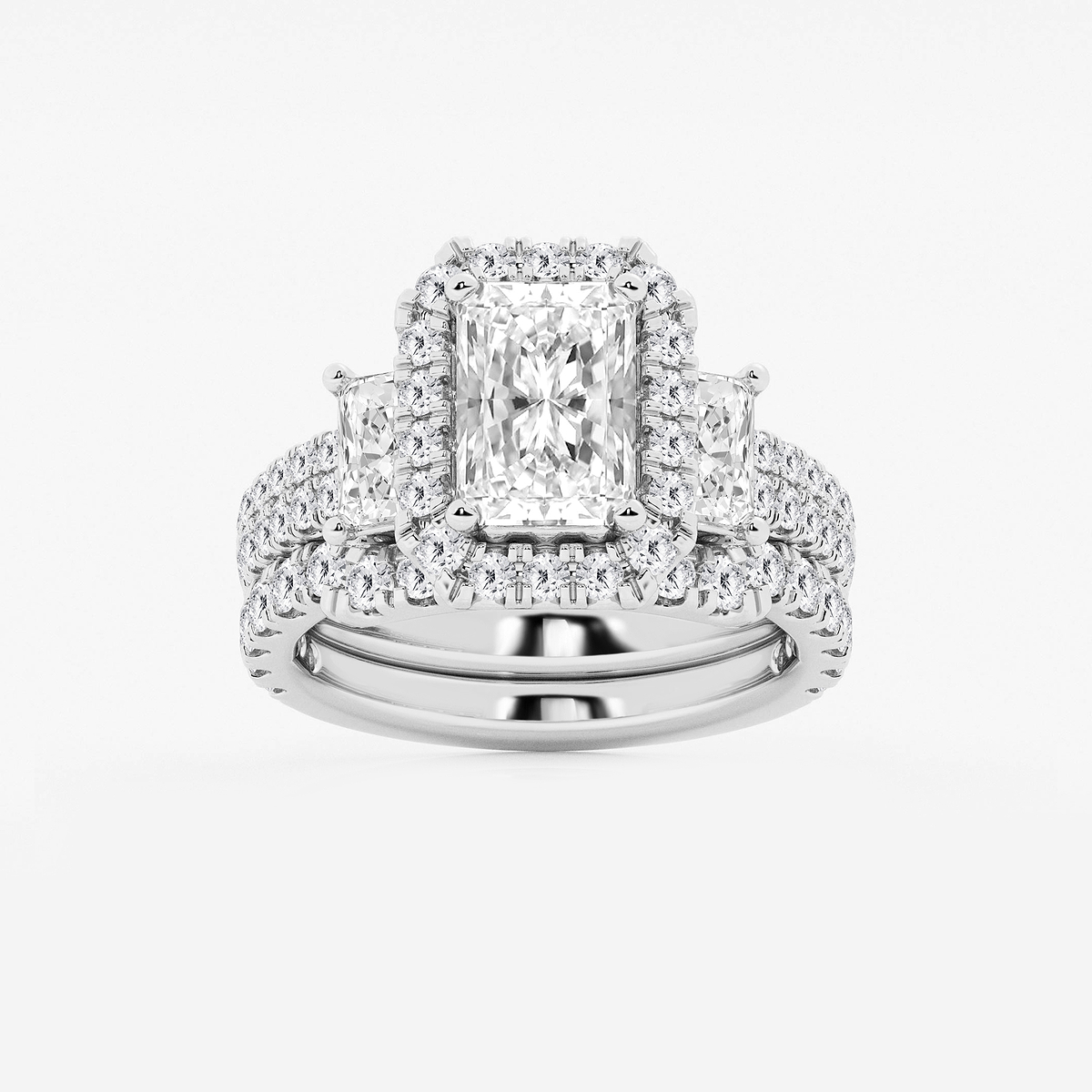 4 1/3 ctw Radiant Lab Grown Diamond Bridal Set