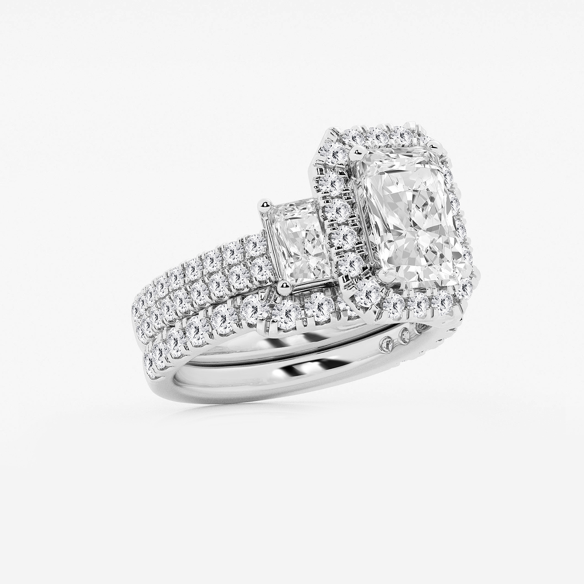 Additional Image 1 for  4 1/3 ctw Radiant Lab Grown Diamond Bridal Set