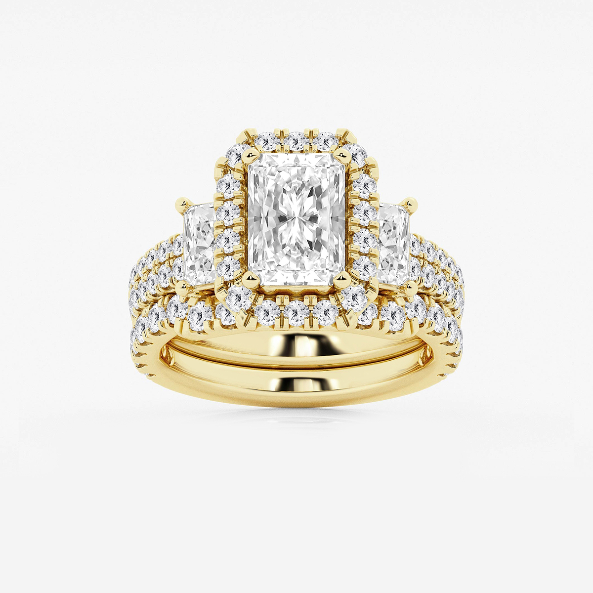 4 1/3 ctw Radiant Lab Grown Diamond Bridal Set